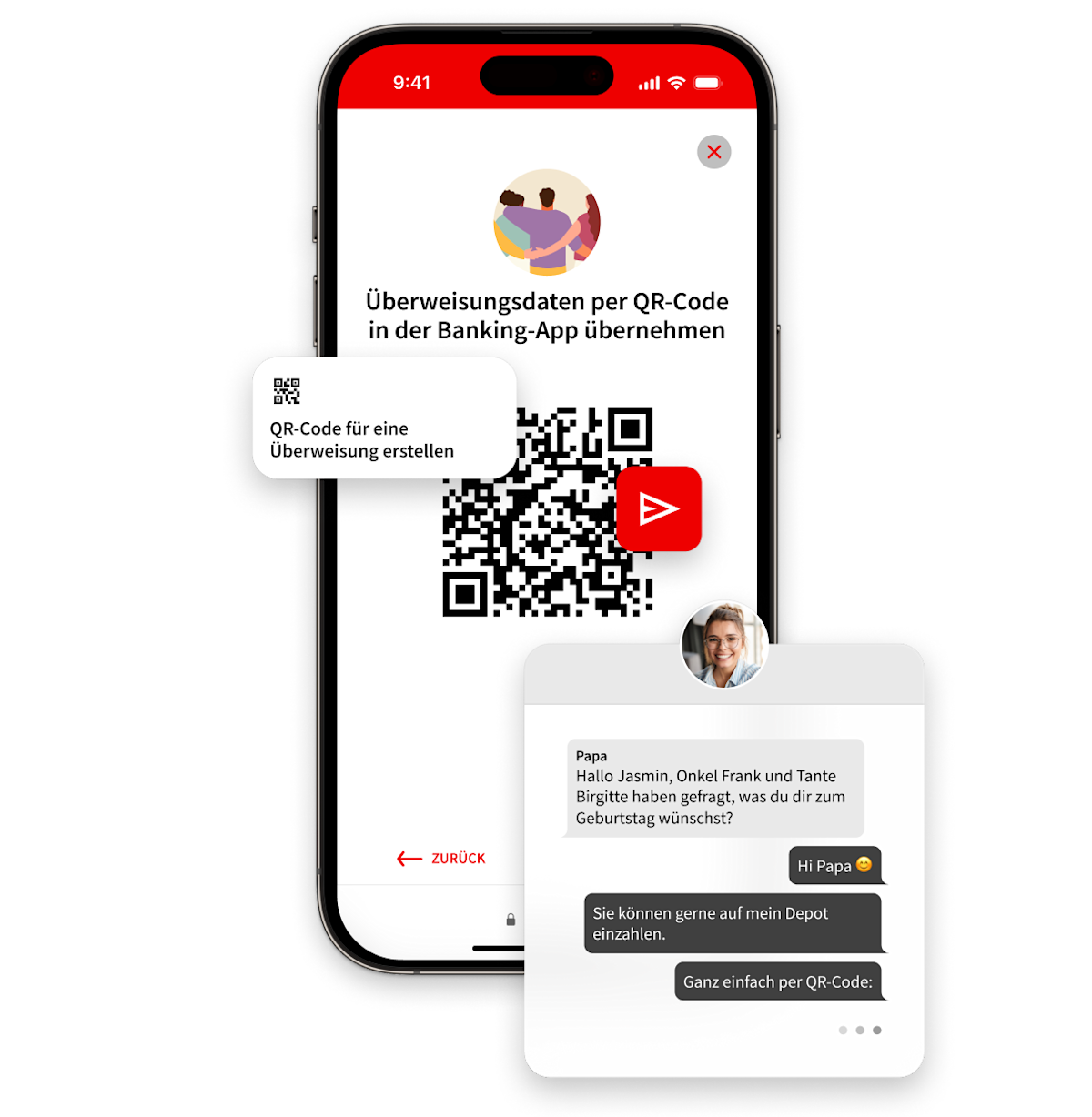 Einladung bequem per Mail, Whatsapp oder QR-Code versenden